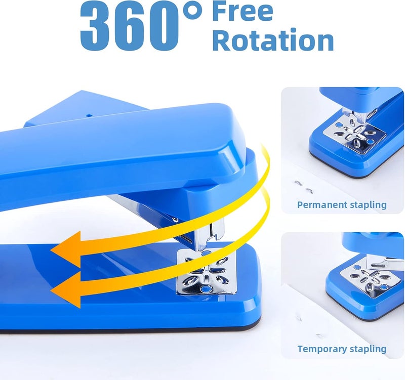 EZWORK Deli/ Swing-Arm Swivel Stapler, 25 Sheets Capacity, 360 Degree Rotate Desk Staplers with 1000 Staples for Booklet or Book Binding, Blue - Image 3